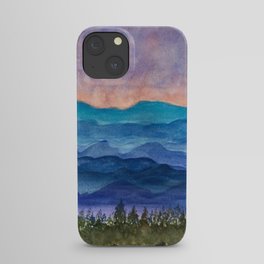 Blue Ridge Mountains Sunrise Original Watercolor Painting iPhone Case