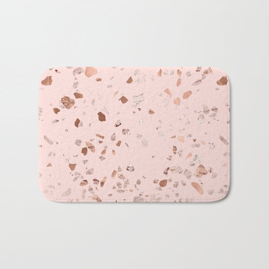 Rose Gold Pink Terrazzo Bath Mat