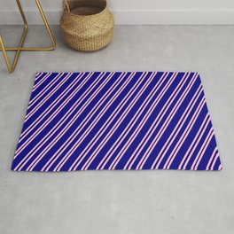 [ Thumbnail: Pink & Blue Colored Pattern of Stripes Rug ]