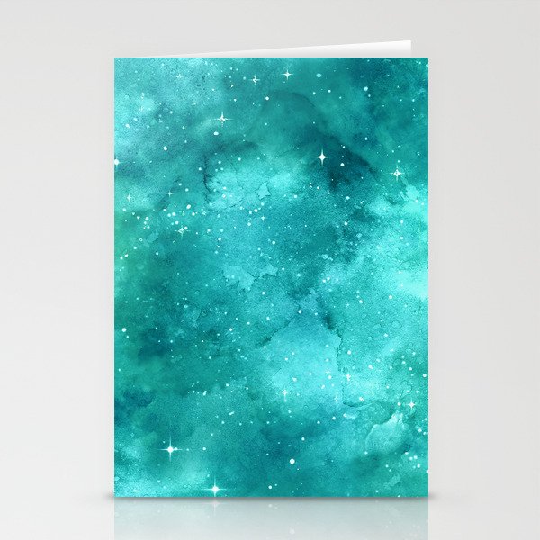 Teal Galaxy Painting Stationery Cards