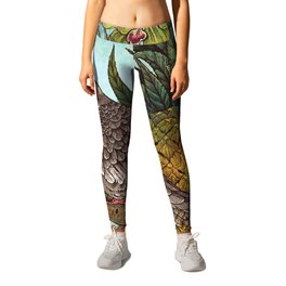 Cockatiel And Pineapple Leggings | Spring, Bird, Protea, Colorful, Botcanical, Drawing, Parrot, Smoothie, Nature, Pineapple 