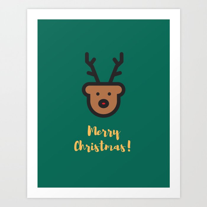 Holiday Season, Christmas, Cute Reindeer Art Print