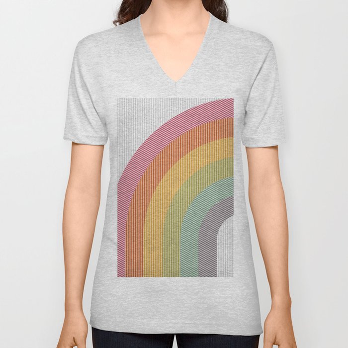 Line Rainbow  V Neck T Shirt