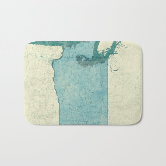 Washington State Map Blue Vintage Bath Mat
