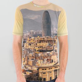 Spain Photography - Barcelona In The Beautiful Sunset All Over Graphic Tee