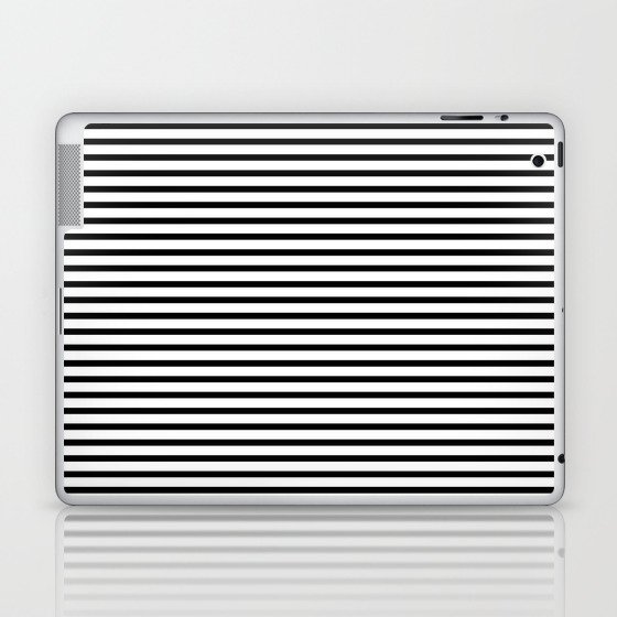 Black And White Breton Nautical Stripes Lines Minimalist Stripe Line Laptop & iPad Skin