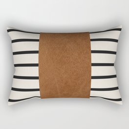 Scandinavian Modern Leather With Stipes Rectangular Pillow