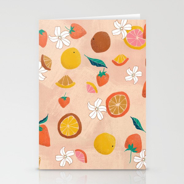 Peach back blossoms and citrus berry Stationery Cards