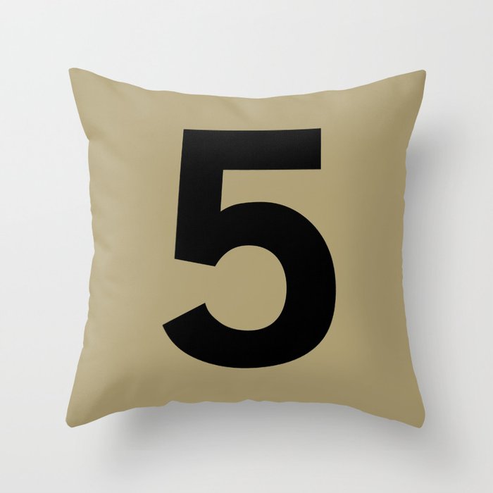 Number 5 (Black & Sand) Throw Pillow