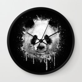 Cool Abstract Graffiti Watercolor Panda Portrait in Black & White  Wall Clock