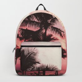 Tropical Palm Tree Pink Sunset Backpack