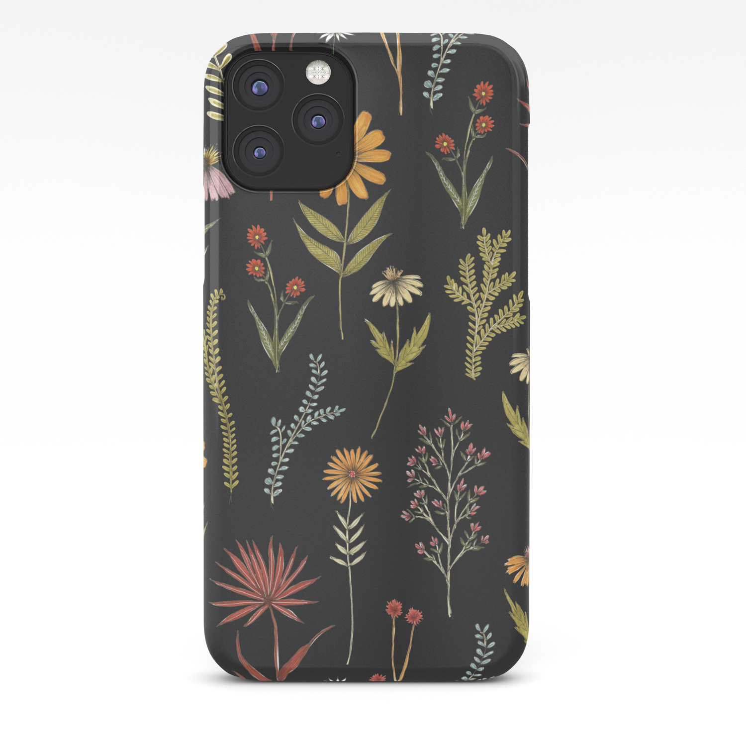 Flat Lay Floral Pattern On A Dark Background Iphone Case By Stacey Walker Oldham Society6
