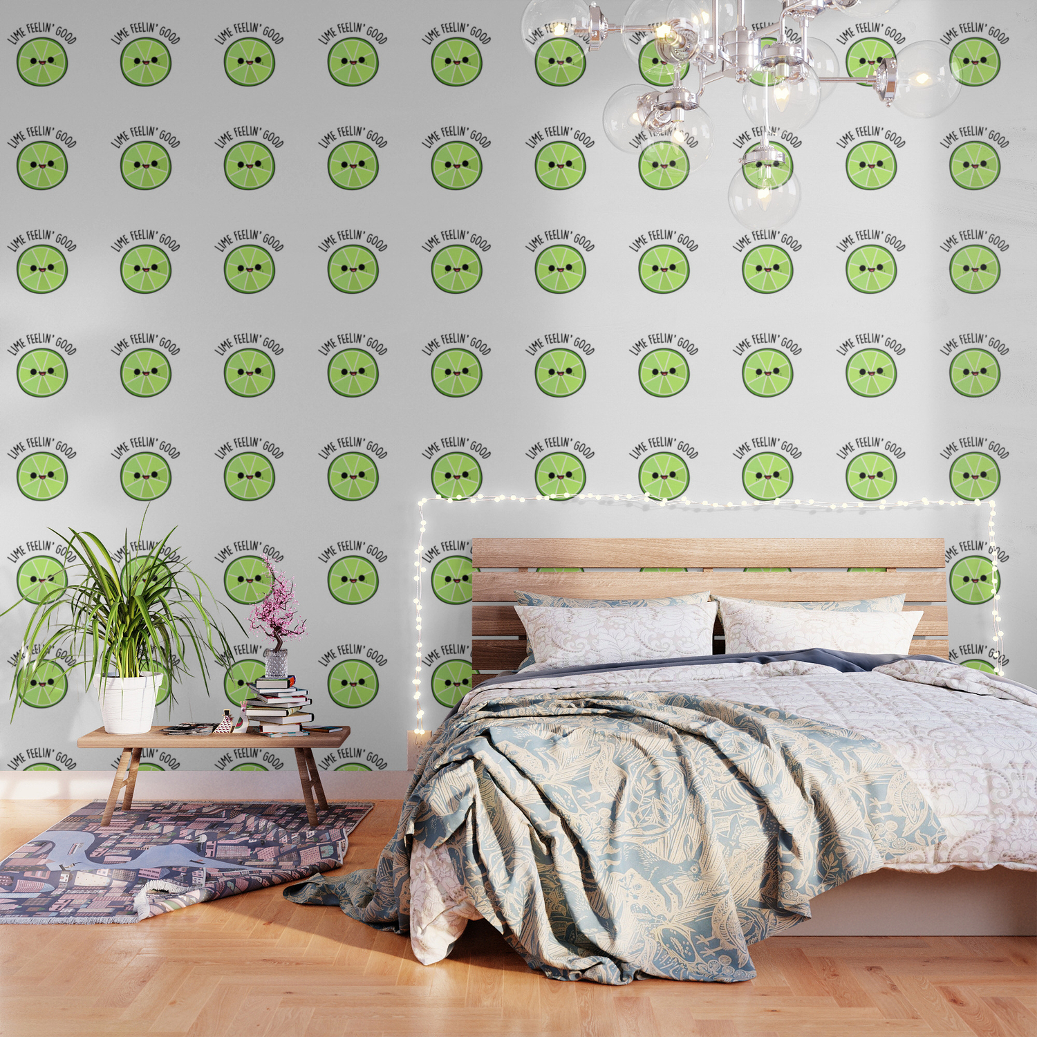 Lime Feelin Good Cute Fruit Pun Wallpaper by punnybone | Society6