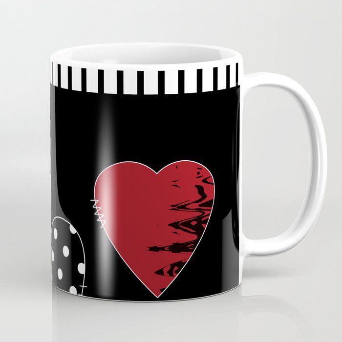 Valentine's day . Love. Black and white striped background .3 hearts .  Coffee Mug by Fuzzyfox | Society6
