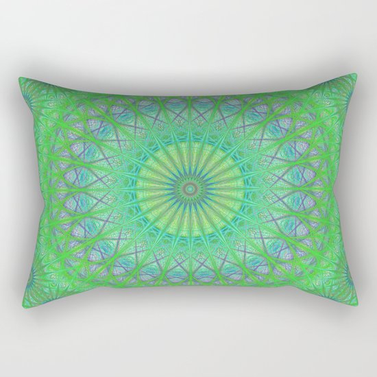Green web mandala Rectangular Pillow