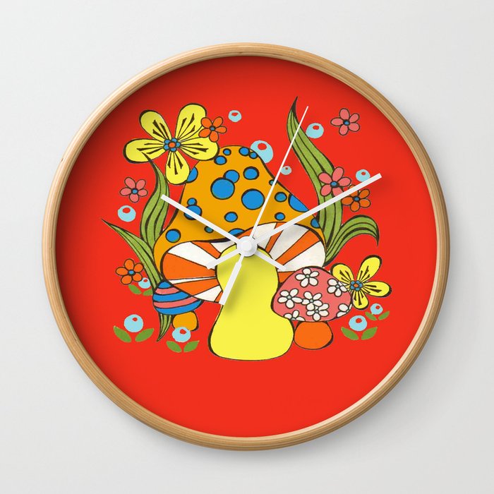 Retro Mushroom Wall Clock