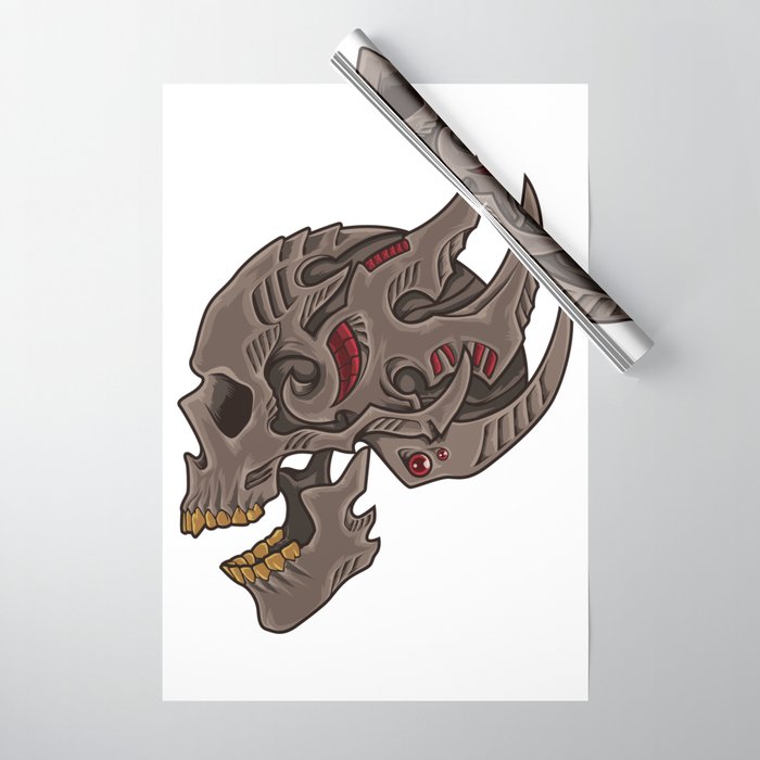 Cyberpunk Skull Futuristic Death Tribal Wrapping Paper By Anziehend
