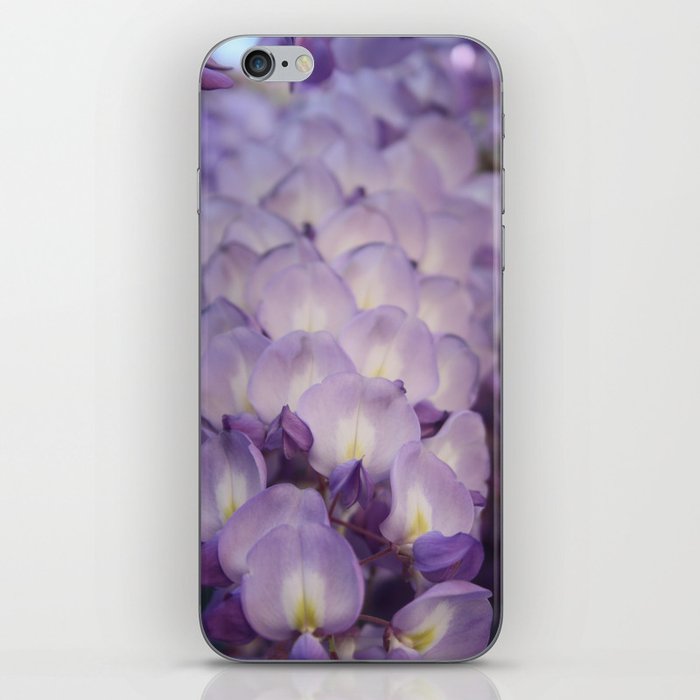 Pale Mauve And Purple Wisteria Flowers In Close Up iPhone Skin
