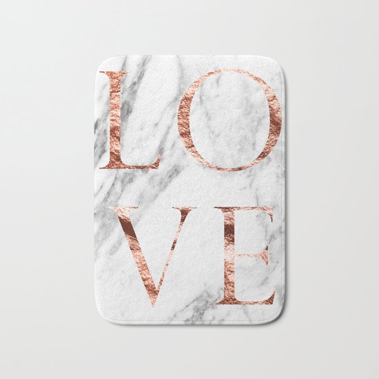 Rose gold marble LOVE Bath Mat