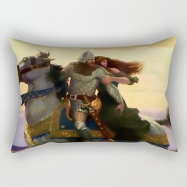 “Sir Lancelot Rides Away with Guinevere” by NC Wyeth Rectangular Pillow