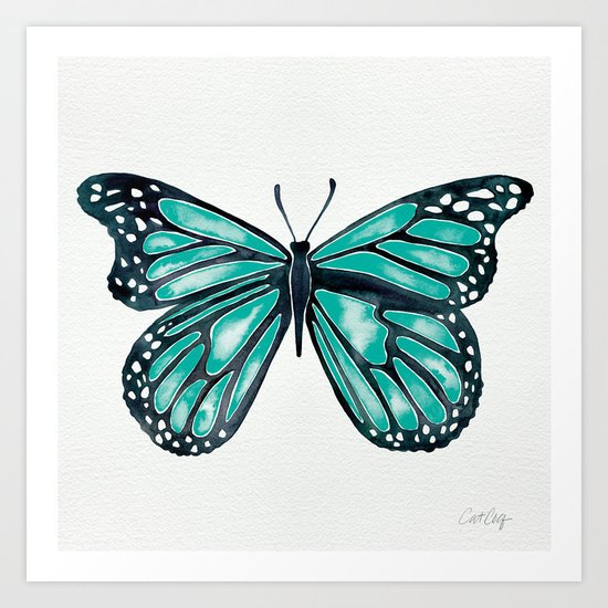 Turquoise Butterfly Art Print