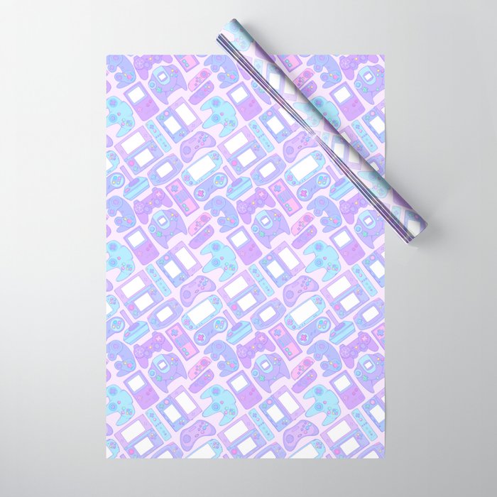 Video Game Controllers in Pastel Colors Wrapping Paper