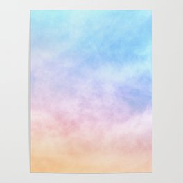 Pastel Rainbow Watercolor Clouds Poster