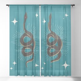 Slither - Teal  Sheer Curtain