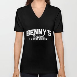 Bennys Original Motor Works White V Neck T Shirt