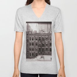 Views of Lower Manhattan | Sepia Travel Photography V Neck T Shirt