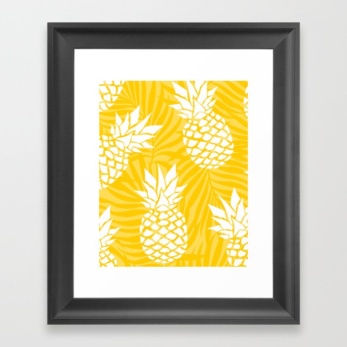 Bright Yellow, Summer, Pineapple Art Framed Art Print