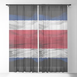 Costa Rica flag brush stroke, national flag Sheer Curtain