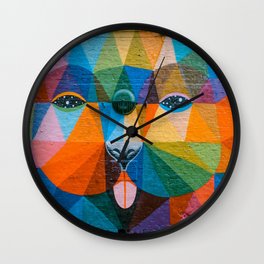 retro colorful bear in a beautiful Wall Clock
