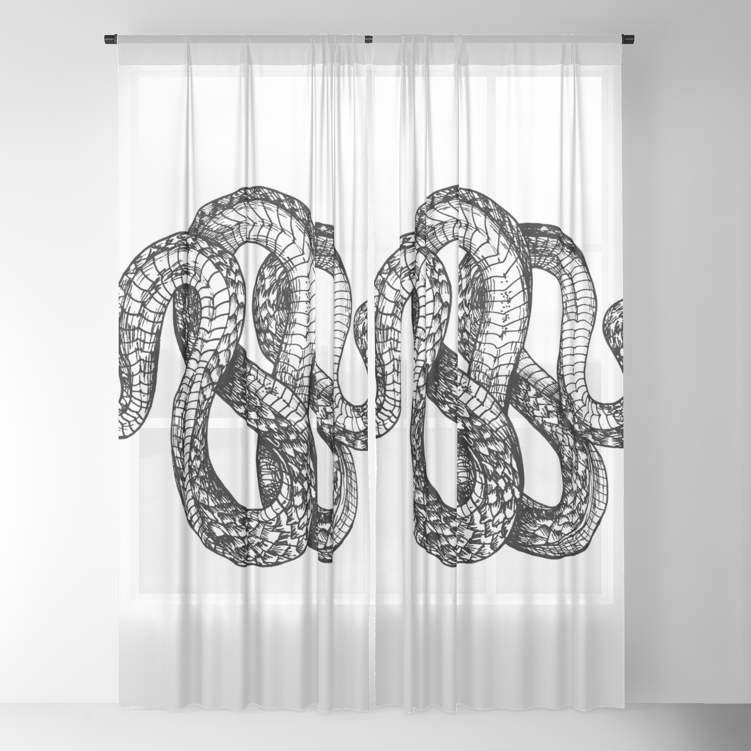 Snake Tattoo Sketch Sheer Curtain By Saraeshak Society6