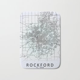 Rockford, IL, USA, White, City, Map Bath Mat | Graphicdesign, 3D, Minimal, Map, Land, Usa, Landscape, Il, River, Print 