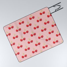 cherries on pink collage Picnic Blanket
