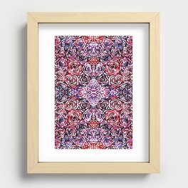 Dark Red and Blue Roses Watercolor Recessed Framed Print