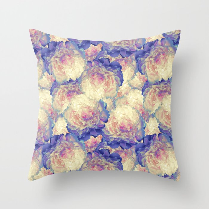 Antique Yellow Peonies Oil Painted Floral Throw Pillow