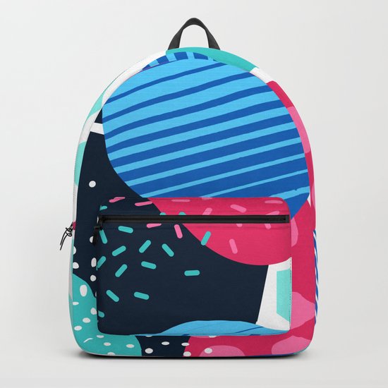 Memphis pastel blue green pink Backpack