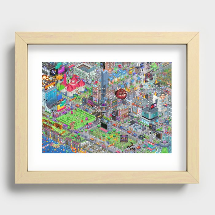 Videogame City V2.0 Recessed Framed Print