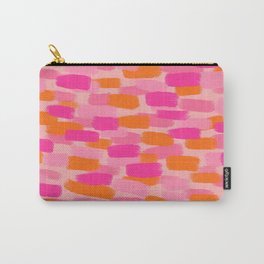 Abstract, Paint Brush Effect, Orange and Pink Carry-All Pouch | Orange, Spots, Citrus, Abstract, Fuchsia, Spotty, Bright, Graphicdesign, Pink, Tangerine 