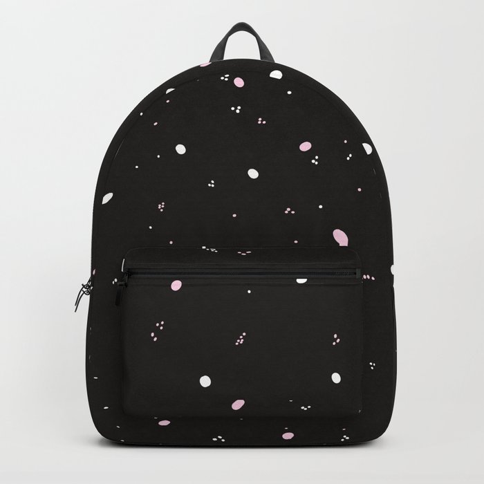 Black and white with pale pink abstract polka dots pattern Backpack