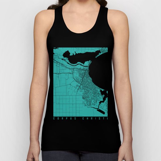 Corpus Christi map turquoise Unisex Tank Top