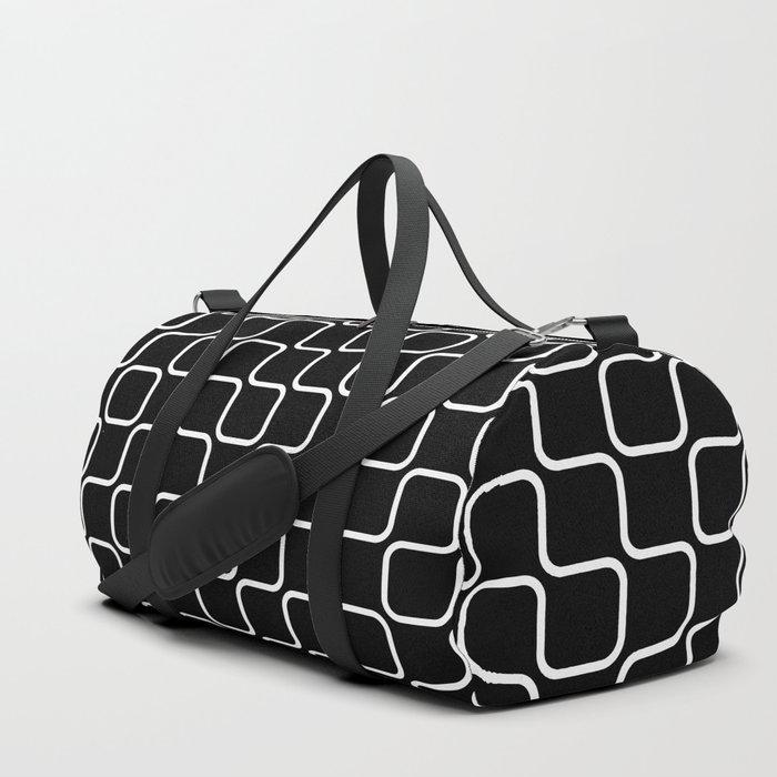 Retro Black White Line Design Duffle Bag