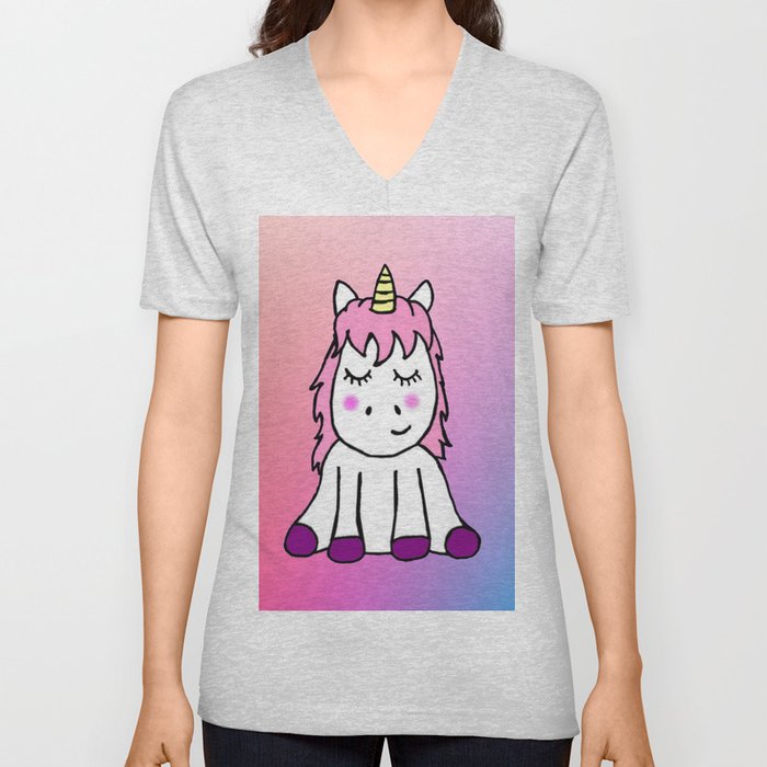 Happy Unicorn V Neck T Shirt