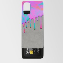 Pink Dripping Paint on Grey Android Card Case