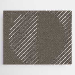 Stripes Circles Squares Mid-Century Checkerboard Brown White Jigsaw Puzzle