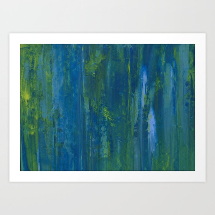 Push Pull Abstract In Blue Yellow Green Art Print By