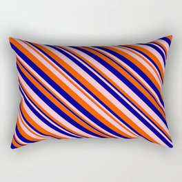 [ Thumbnail: Blue, Pink, and Red Colored Lines/Stripes Pattern Rectangular Pillow ]