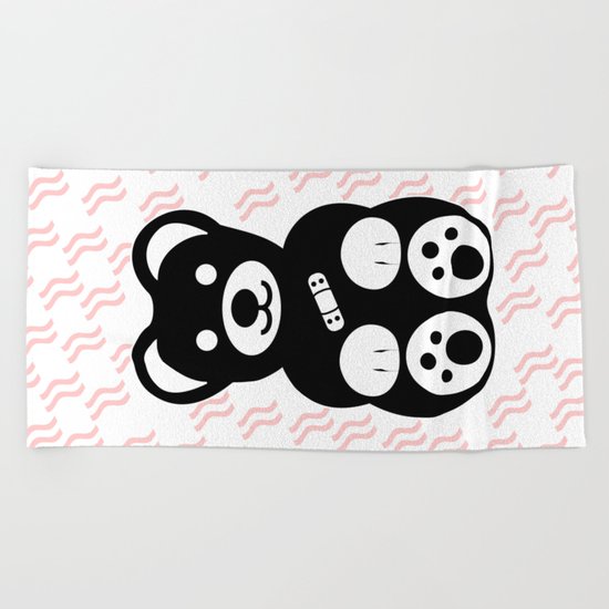 Black Teddy Bear Beach Towel